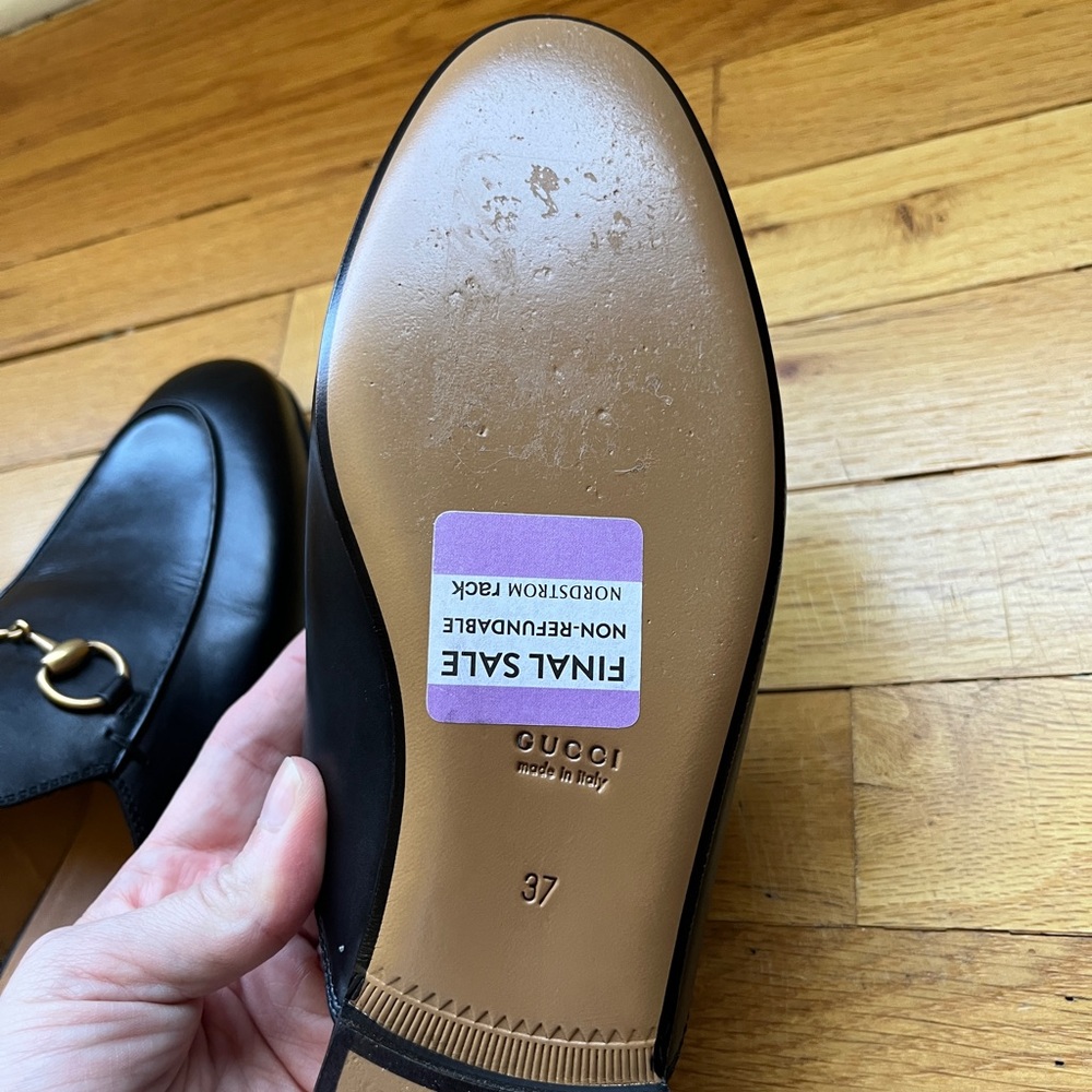 Gucci Black Leather Mules with Gold Hardware 7 37 Princetown Shoes Loafers - Picture 6 of 9